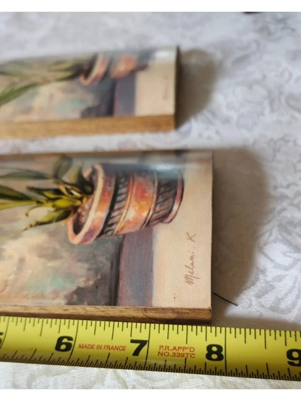 Vintage Signed Floral Prints On Wood Made In Italy Set Of 2 Cottagecore Romantic